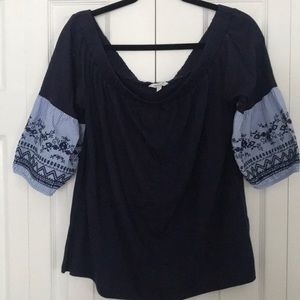 Reitmans Navy Off the Shoulder Top